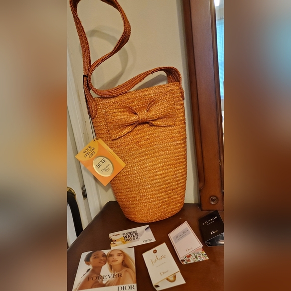 Christian Dior Shoulder Bucket Straw Bag - Picture 1 of 12